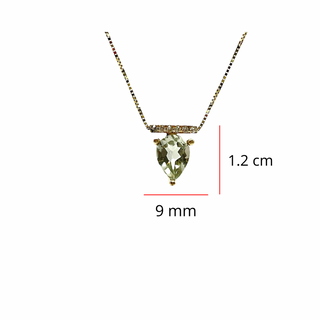Collar de oro amarillo de 10 quilates con amatista verde (prasiolita) de 1,00 quilates y diamantes de 0,042 quilates, 18"