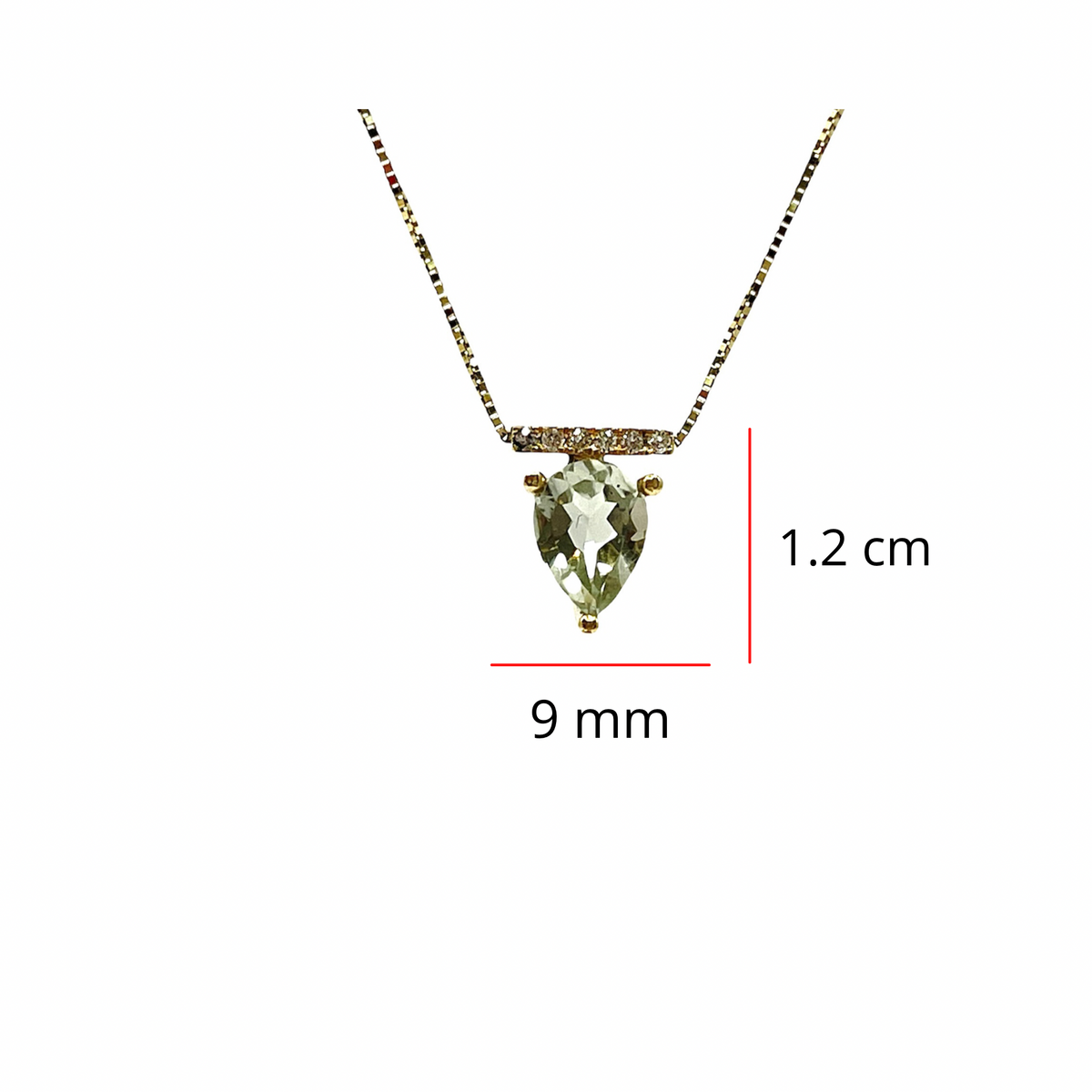 10K Yellow Gold 1.00cttw Green Amethyst (Prasiolite) and 0.042cttw Diamond Necklace, 18&quot;