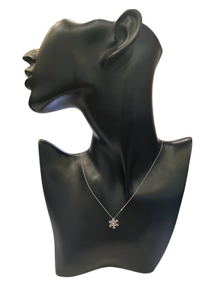 10K White Gold 0.02 cttw Canadian Diamond Snowflake Pulse Pendant, 18"