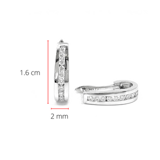 Pendiente tipo argolla con bisagras Huggie de diamantes de 0,15 quilates en oro blanco de 10 quilates