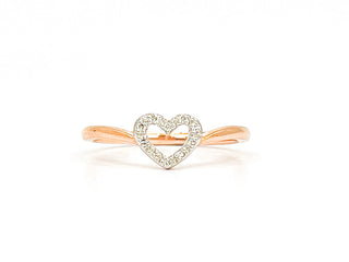 10K Rose Gold 0.05cttw Diamond Heart Ring, Size 6.5
