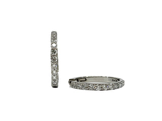 10K White Gold 1.50cttw Diamond Hoop / Huggie Earrings
