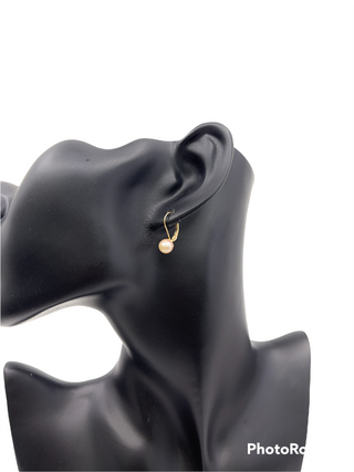 14K Yellow Gold 6.5-7mm Cultured Pearl Earrings with Lever Backs