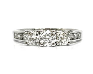 10K White Gold 1.00cttw Diamond Past Present Future Ring