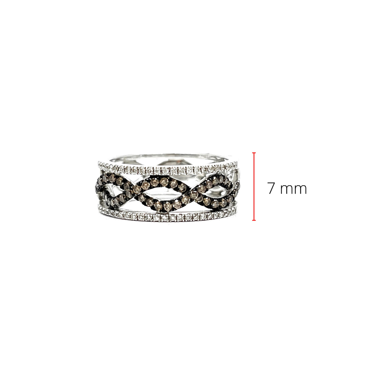 14K White Gold 0.51cttw Champagne and White Diamond Ring - size 6.5