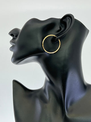 Pendientes de aro/durmiente/guardián de 35 mm de oro amarillo de 10 quilates