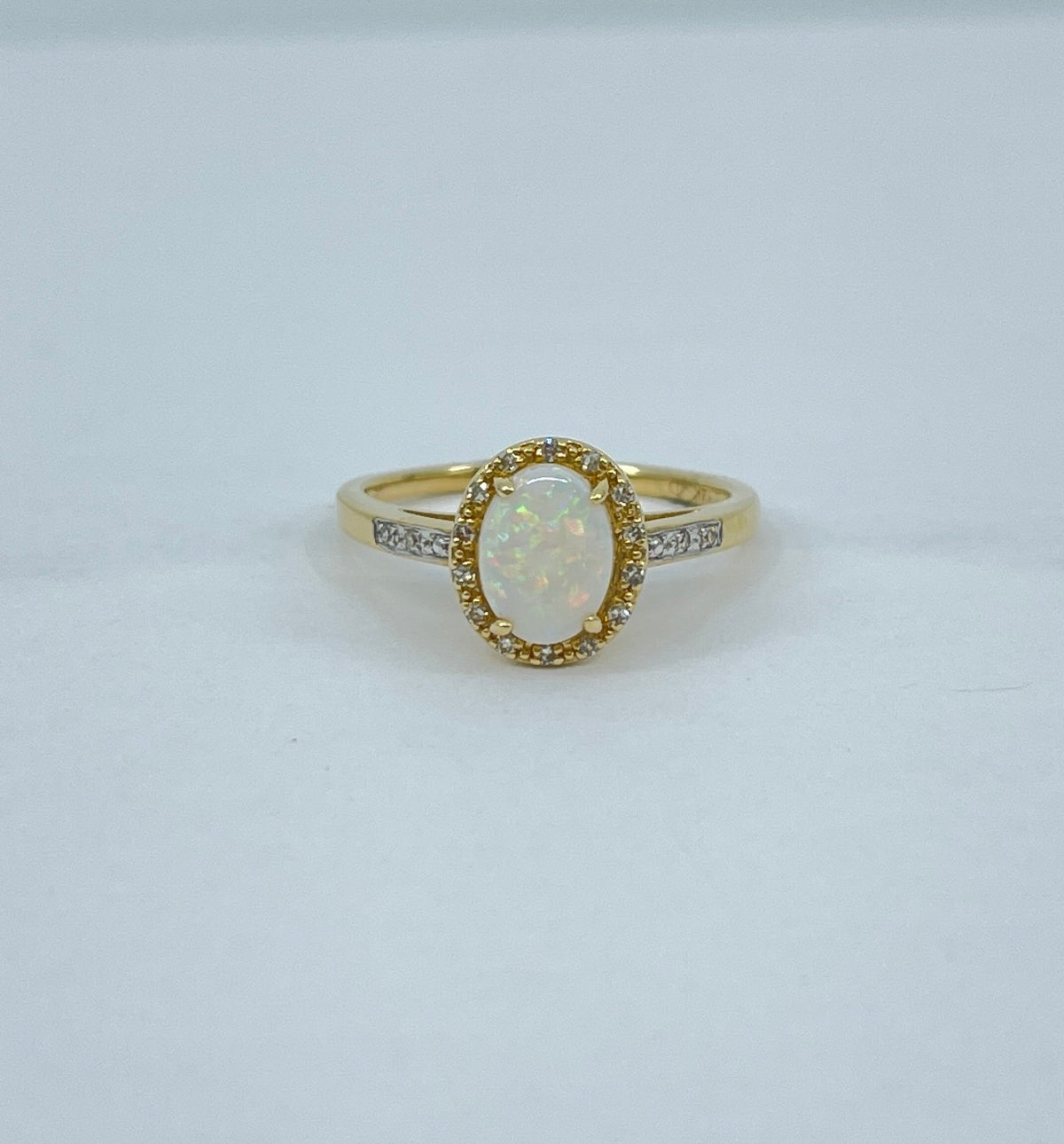 Genuine Opal and Diamond Ring