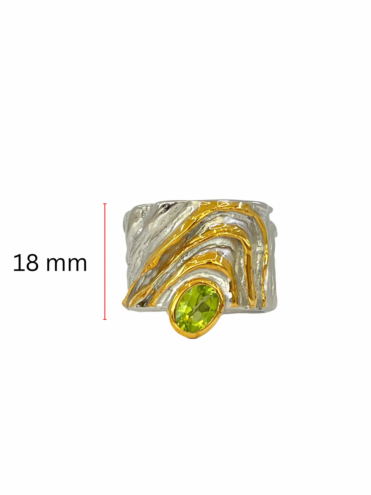 Anillo de peridoto &quot;AA&quot; de 0,80 quilates chapado en oro amarillo de 18 quilates y plata de ley, talla 7