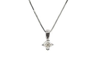 Colgante de diamante canadiense de talla cuadrada de talla princesa de 0,30 quilates en oro blanco de 14 quilates, 18"
