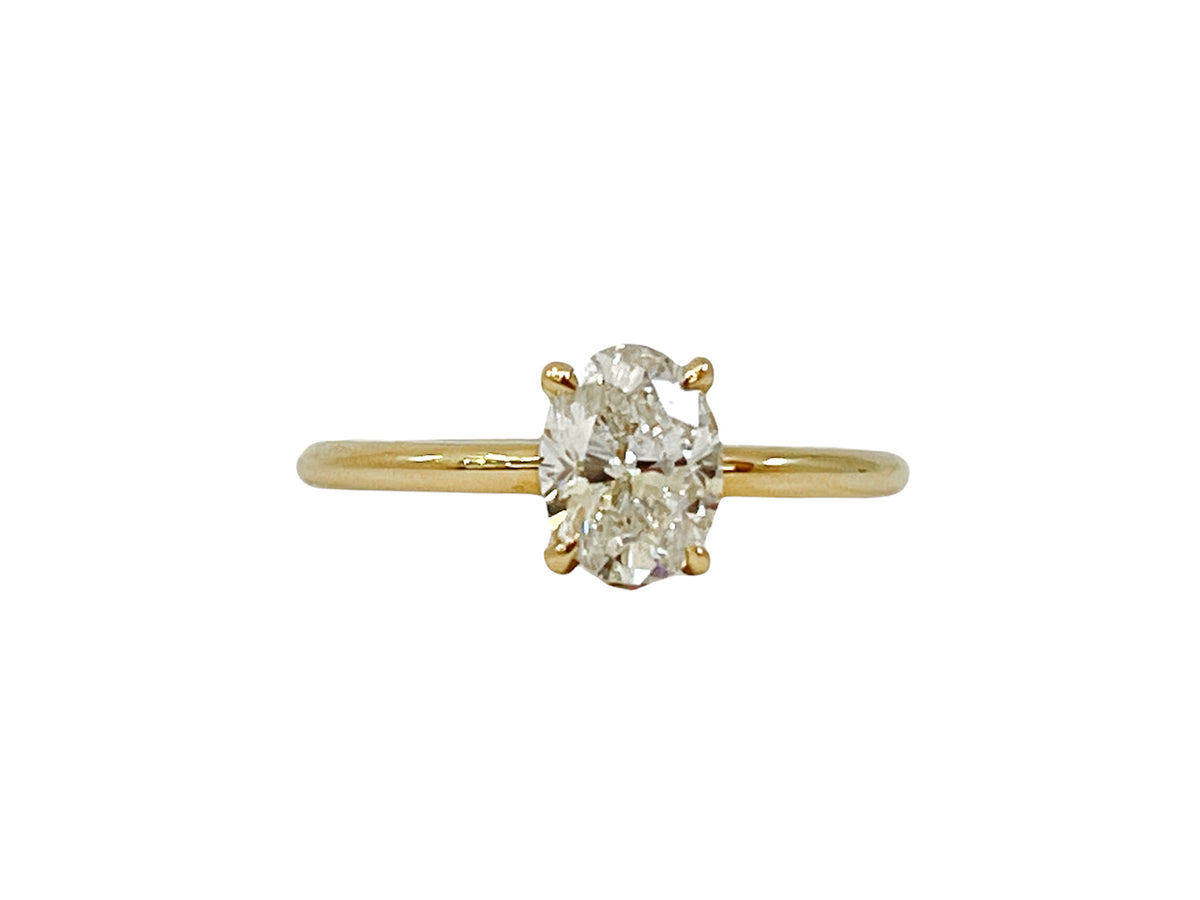 14K Yellow Gold 1.00cttw Lab Grown Oval Diamond Engagement Ring - Size 6.5