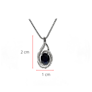 Collar de plata con zafiro ovalado de 0,75 quilates y diamante de 0,03 quilates, 18"