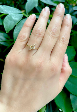 Anillo de clave de sol con diamantes de 0,01 quilates en oro amarillo de 10 quilates, tamaño 6,5