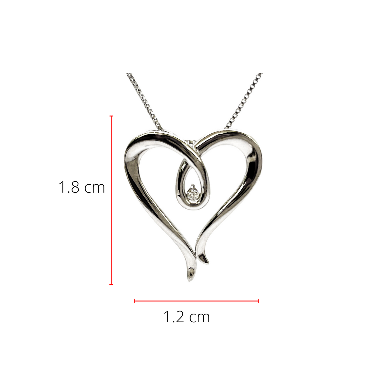Collar de corazón de diamantes de plata de ley de 0,044 quilates, 18&quot;