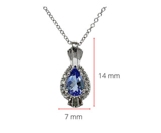 10K White Gold Tanzanite & Diamond Pendant, 18"