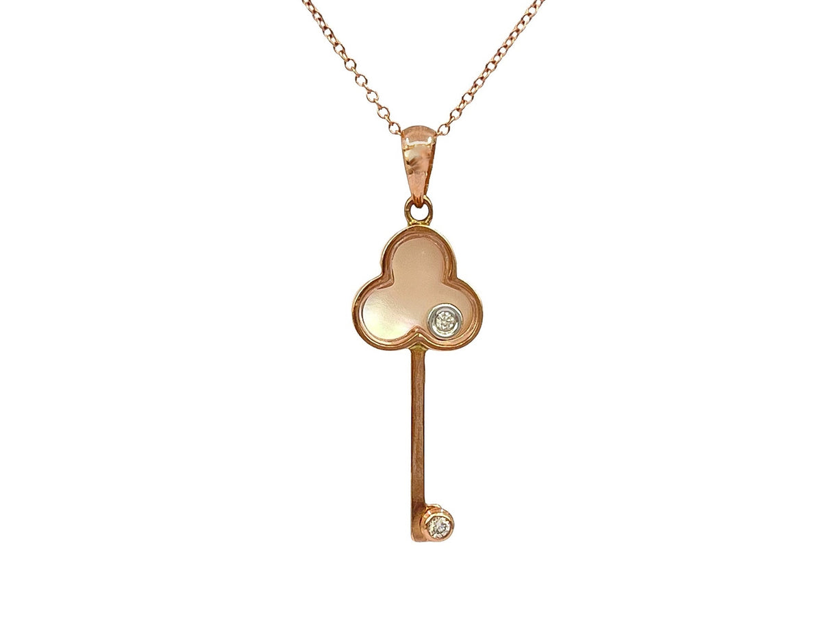 10K Rose Gold Mother of Pearl and 0.02cttw Diamond Pendant, 18&quot;