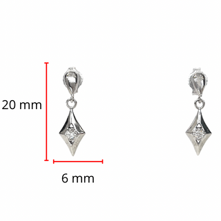 Aretes colgantes de diamantes de 0,06 quilates en oro blanco de 10 quilates