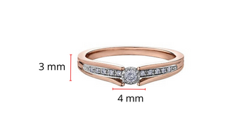 Anillo de diamantes de 0,10 quilates en oro rosa de 10 quilates - Talla 6,5