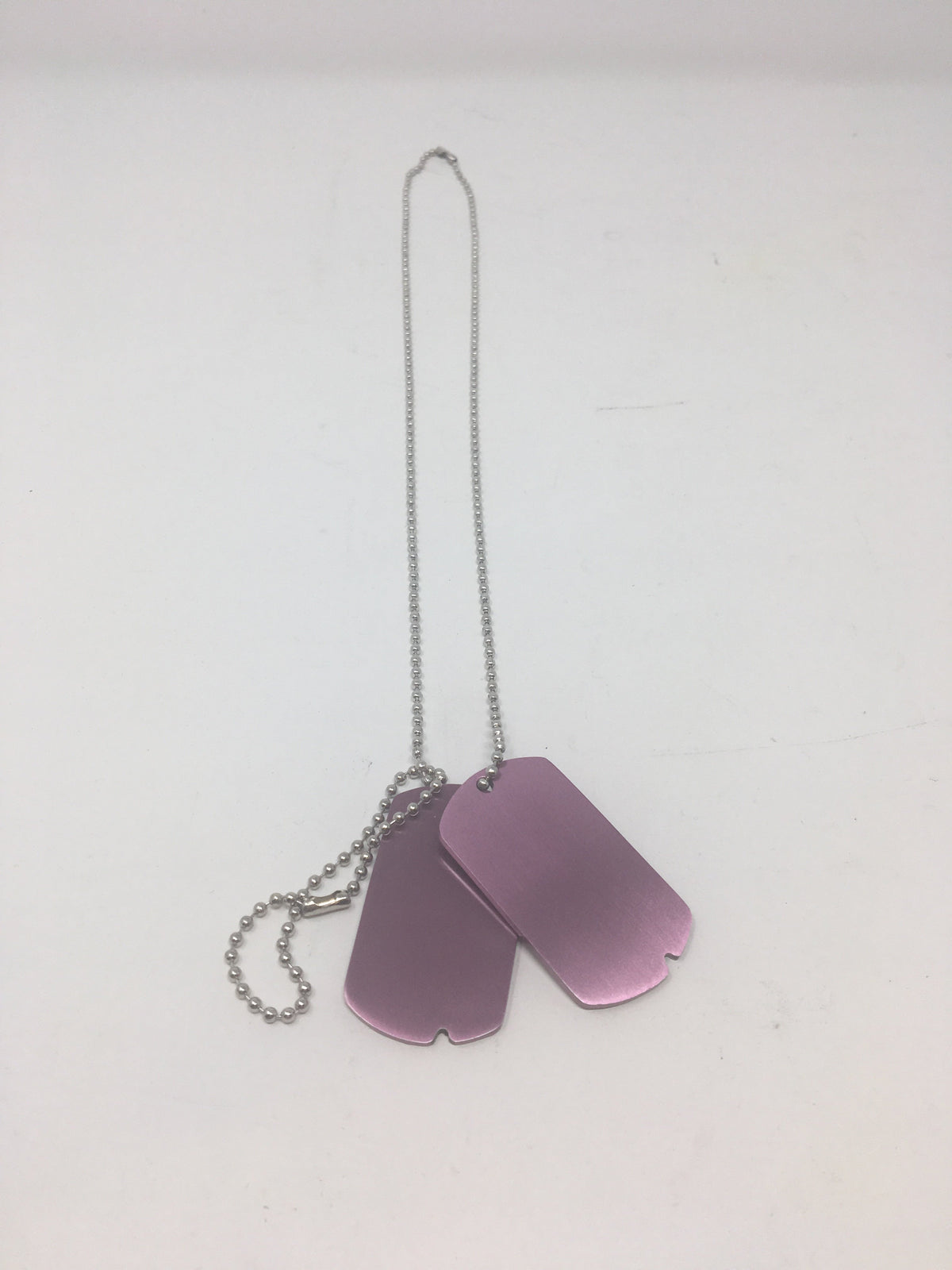 Pink Dog Tag with Beaded Chain