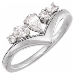 14K White 1/2 CTW Lab-Grown Diamond V Ring
