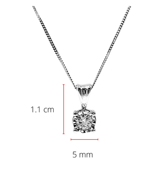Colgante solitario de diamantes de 0,20 quilates en oro blanco de 10 quilates, 18"