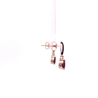 Pendientes de oro amarillo de 10 quilates con granate auténtico y diamantes de 0,025 quilates