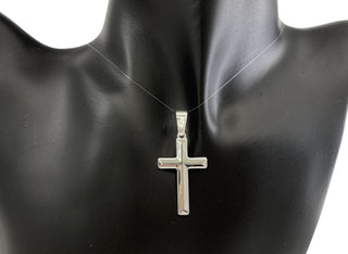 925 Sterling Silver 34mm x 20mm Hollow Pyramid Style Cross Charm