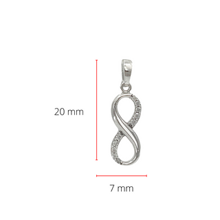Dije de circonita cúbica infinita de oro blanco de 10 quilates: 21 mm x 5 mm