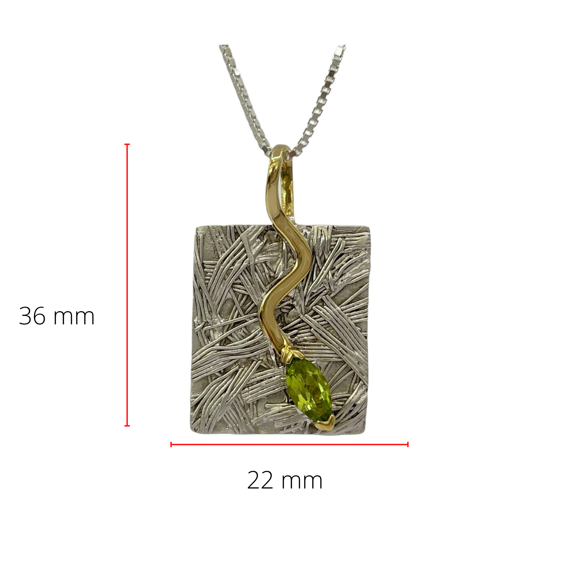 Sterling Silver & 18K Yellow Gold Plated 1.10cttw Peridot Pendant, 18"