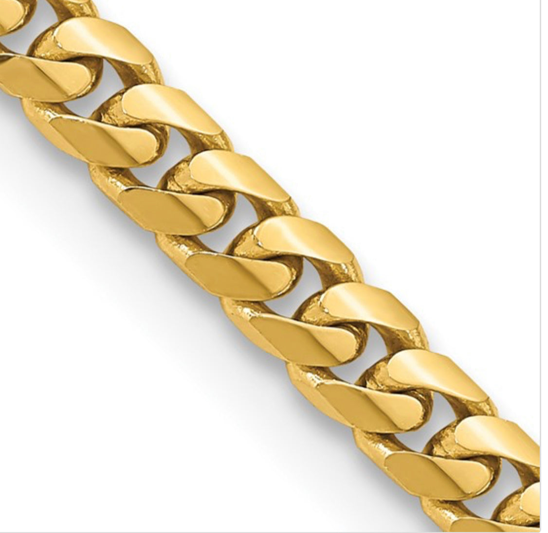 14K Yellow Gold Solid Miami Cuban Link Curb Chain - 5.0mm