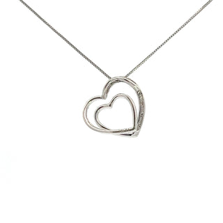 Colgante en forma de corazón con diamantes de 0,05 quilates en oro blanco de 10 quilates, 18"