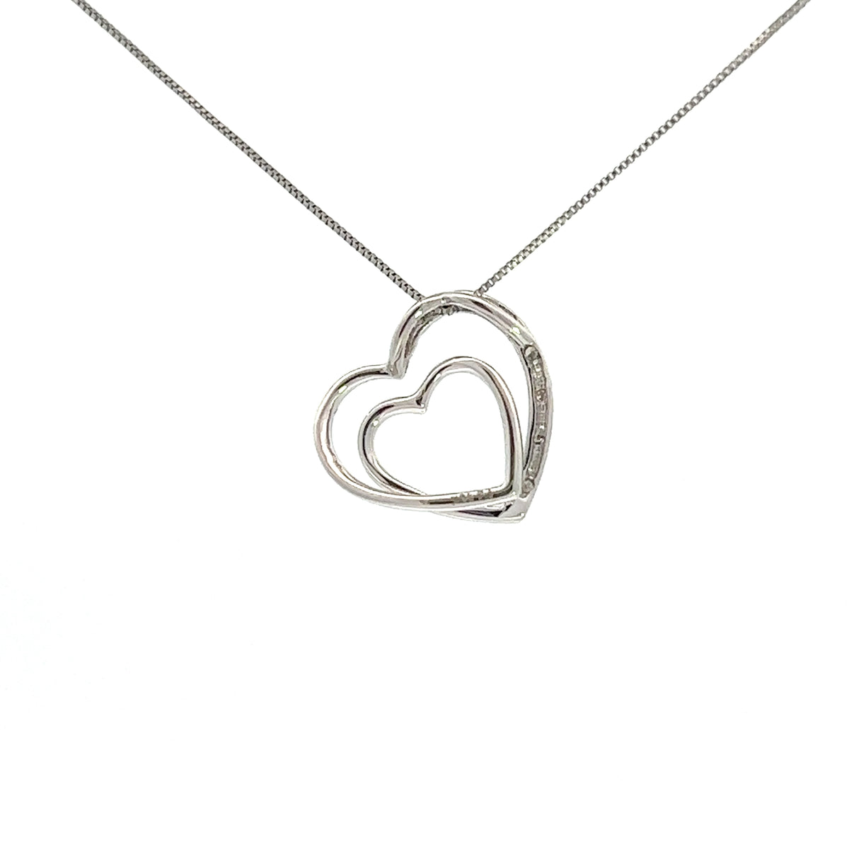 10K White Gold 0.05cttw  Diamond  Heart Pendant, 18&quot;