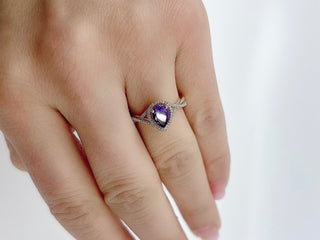 10K Yellow Gold Amethyst & 0.12cttw Diamond Ring