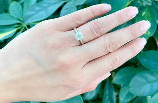 Anillo de compromiso con solitario de diamantes de 1,52 quilates en oro blanco de 14 quilates, talla 6,5
