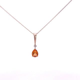 Colgante de oro amarillo de 10 quilates con diamantes y citrino de 0,02 quilates, 18"