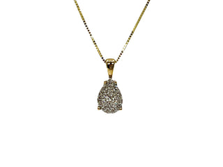 Collar en forma de pera con racimo de diamantes de 0,222 quilates de oro amarillo y blanco de dos tonos de 10 quilates - 18 pulgadas