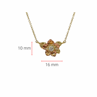 Collar de diamantes canadienses de 0,14 quilates con rosa salvaje de Alberta en oro amarillo y rosa de 14 quilates - 18"