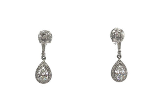 Pendientes colgantes de circonita cúbica en forma de pera de plata de ley 925, 4 mm x 6,5 mm, 20 mm x 6,5 mm