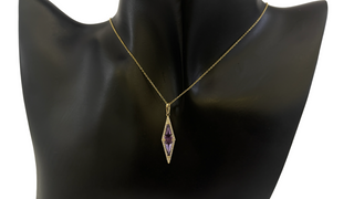 Collar de oro amarillo de 14 quilates con amatista de 0,92 quilates y diamantes de 0,20 quilates - 18 pulgadas