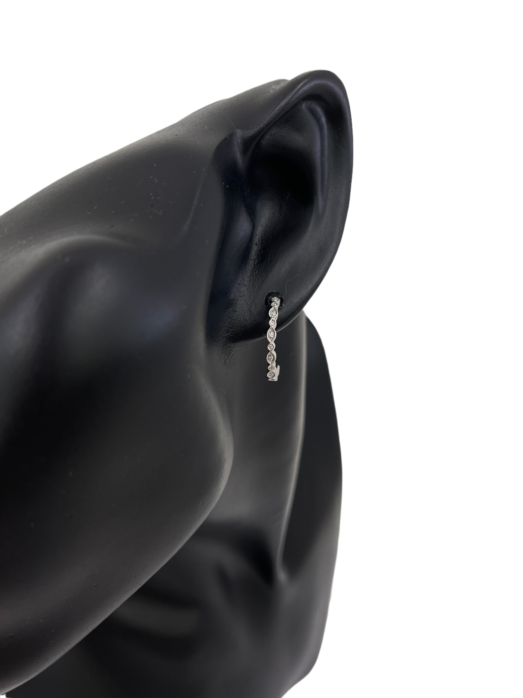 14K White Gold 0.07cttw Diamond Hoop Earrings