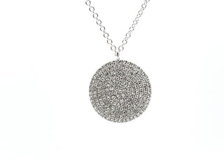 Collar de diamantes con disco redondo de 0,41 quilates en oro blanco de 14 quilates - 20 pulgadas