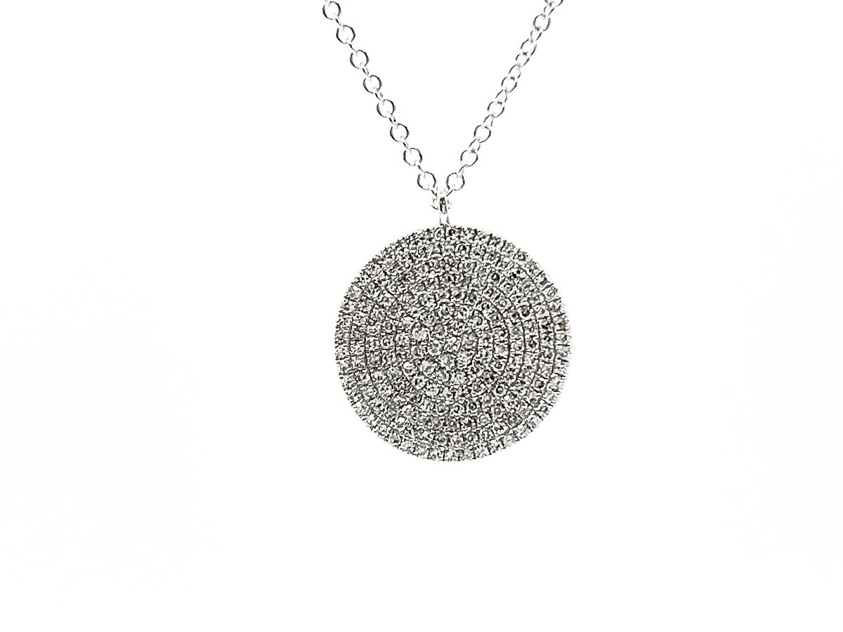 14K White Gold 0.41cttw Round Disc Diamond Necklace - 20 Inches