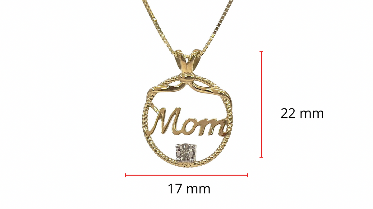 Collar MOM con diamantes de 0,02 quilates en oro amarillo de 10 quilates - 18&quot;