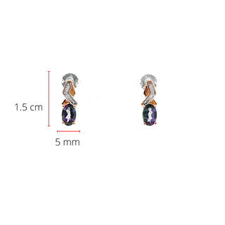 Pendiente colgante/pendiente colgante de oro blanco y rosa de 10 quilates con topacio místico de 1,20 quilates y diamante de 0,012 quilates