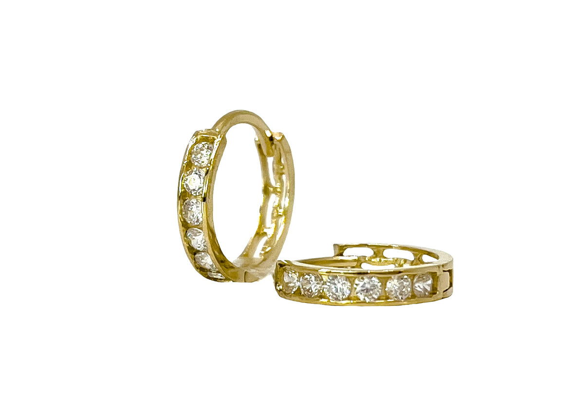 14K Yellow Gold Cubic Zirconia Huggies - 13mm