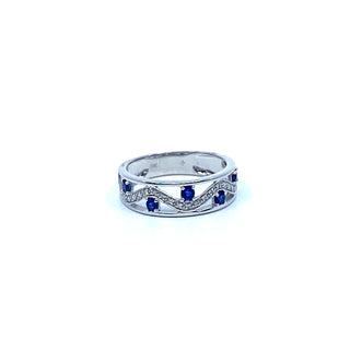 10K White Gold Sapphire & Diamond Ring