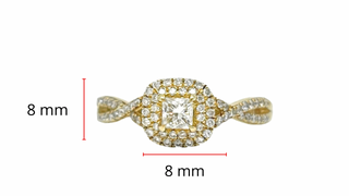 10K Yellow Gold 0.50cttw Diamond Halo Engagement Ring, size 6.5