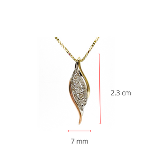 Colgante de diamantes de 0,21 quilates en oro blanco, amarillo y rosa de 10 quilates, 18"
