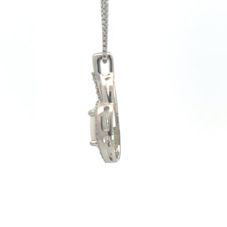 Collar de plata de ley 925 con ópalo de 7x5 mm y diamantes de 0,03 quilates - 18"