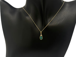 10K Yellow Gold 5mm x 7mm Australian Opal Doublet and 0.065cttw Diamond Necklace - 18 Inches