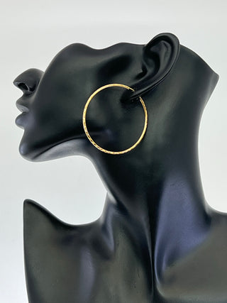 Pendientes de aro/durmiente/guardián de 50 mm de oro amarillo de 10 quilates